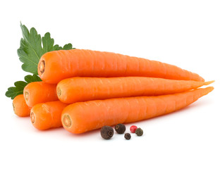 Sweet raw carrot tuber isolated on white background cutout