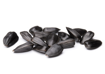 Sunflower seeds  isolated on white background close up