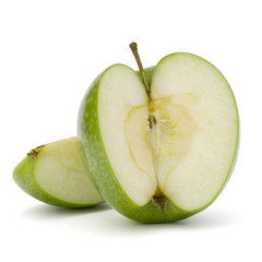 Green sliced apple isolated on white background cutout