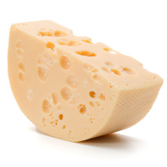 Cheese block isolated on white background cutout