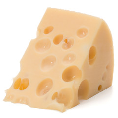 Cheese block isolated on white background cutout