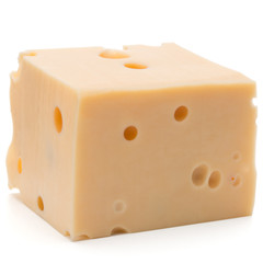 Cheese block isolated on white background cutout