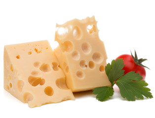 Cheese block isolated on white background cutout