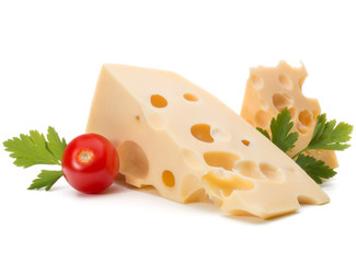 Cheese block isolated on white background cutout