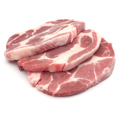 Raw pork chop meat isolated on white background cutout