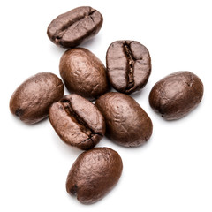 roasted coffee beans isolated in white background cutout