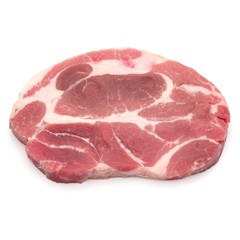 Raw pork neck chop meat isolated on white background cutout