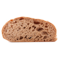 Slice of fresh ciabatta bread isolated on white background cutou
