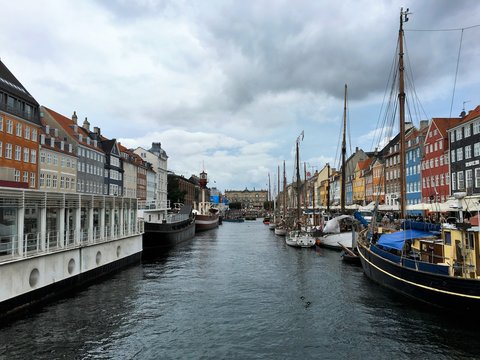 The famous Nyhavn harbour in Copenhagen, the capital of Denmark.