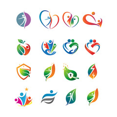 16 Fresh Business People and Leaf Logo Elements