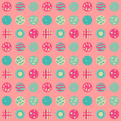 Seamless and abstract pattern with colorful circles full of different shapes as a background - Eps10 vector graphics and illustration