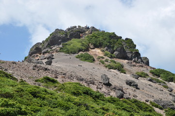 Fototapeta na wymiar 安達太良山　登山　山頂　ハイカー　アウトドア　絶景　福島