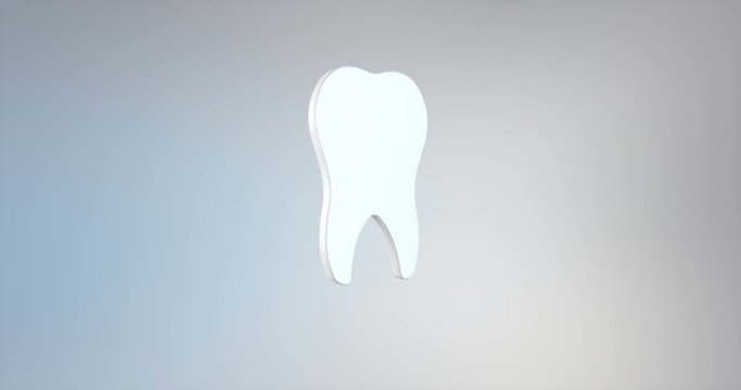 Animated Tooth White 3d Icon Loop Modules for edit with alpha matte
