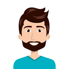 avatar man smiling cartoon with beard. male person user. vector illustration