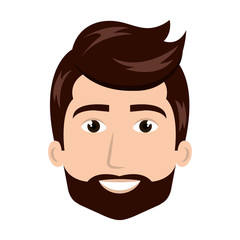 avatar man smiling cartoon with beard. male person user. vector illustration