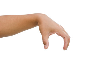 Hand gestures are captured something on a white background.