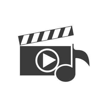 clapperboard music note video play icon clip art preview