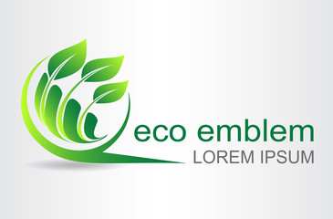 Green leaves. Eco icon.