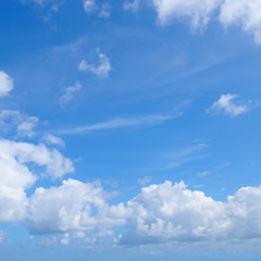 blue sky and white cumulus clouds
