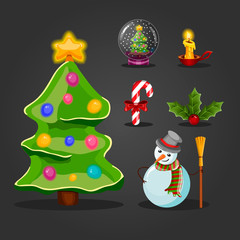 Christmas set for game interface design