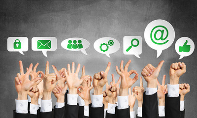 Set of hand gestures and icons