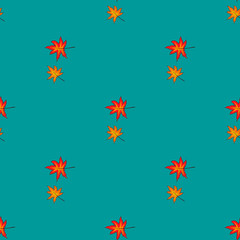 Seamless pattern with orange autumn leaves. Vector illustration.