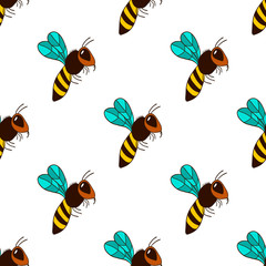 seamless pattern with bee - 3