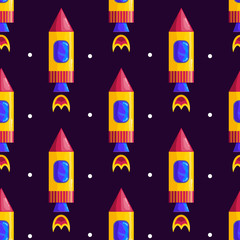 Seamless pattern with rockets