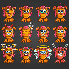 Set of cute cartoon monsters with different emotions - 12