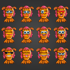 Set of cute cartoon monsters with different emotions - 11