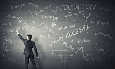 Man draw on chalkboard
