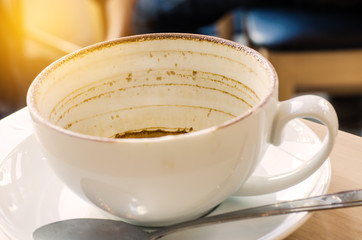 Coffee stains white glass