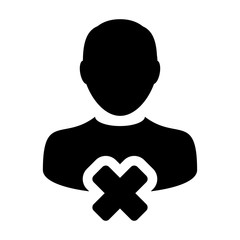 Obraz premium Delete, Remove, User, Account, Avatar, Profile Glyph Vector Icon illustration