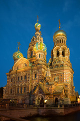 Fototapeta na wymiar Cathedral of the Resurrection (Savior on Spilled Blood) in the night illumination. Saint-Petersburg, Russia