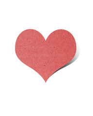 heart recycled paper stick on white background