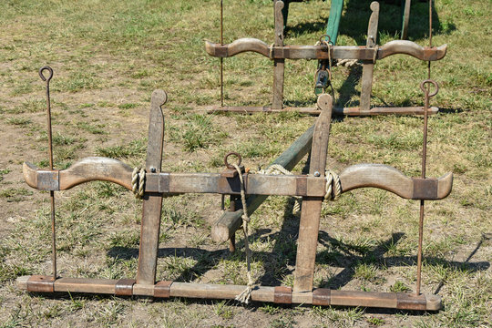 Old oxen yoke of a carriage