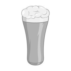 Glass of beer icon in black monochrome style isolated on white background. Dishes and drink symbol vector illustration