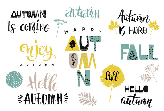 Autumn. Vector lettering design.