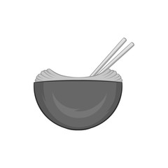 Noodles with chopsticks icon in black monochrome style isolated on white background. Food symbol vector illustration