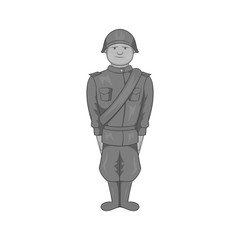 Soldier icon in black monochrome style isolated on white background. Military symbol vector illustration