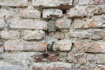 cracked concrete and Old brick wall (background)