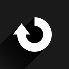 White arrow icon rotation sign on black background