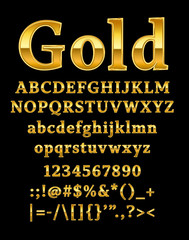 3d illustration of shine gold letter on black background