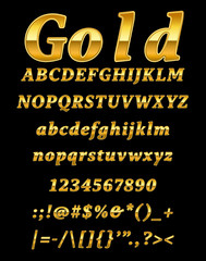 3d illustration of shine gold letter on black background