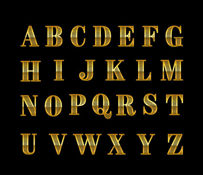 3d illustration of shine gold letter on black background