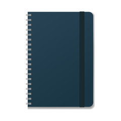 Blank realistic spiral notebook with elastic band mockup