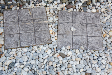 Block and white ,gray ,orange pebbles background