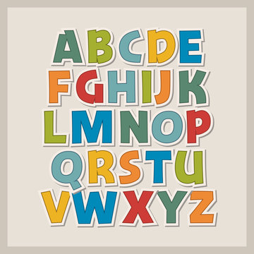 Vector illustration of colored paper alphabet