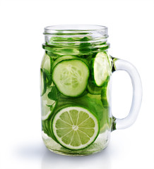Detox water with cucumber and lime