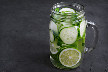 Detox water with cucumber and lime